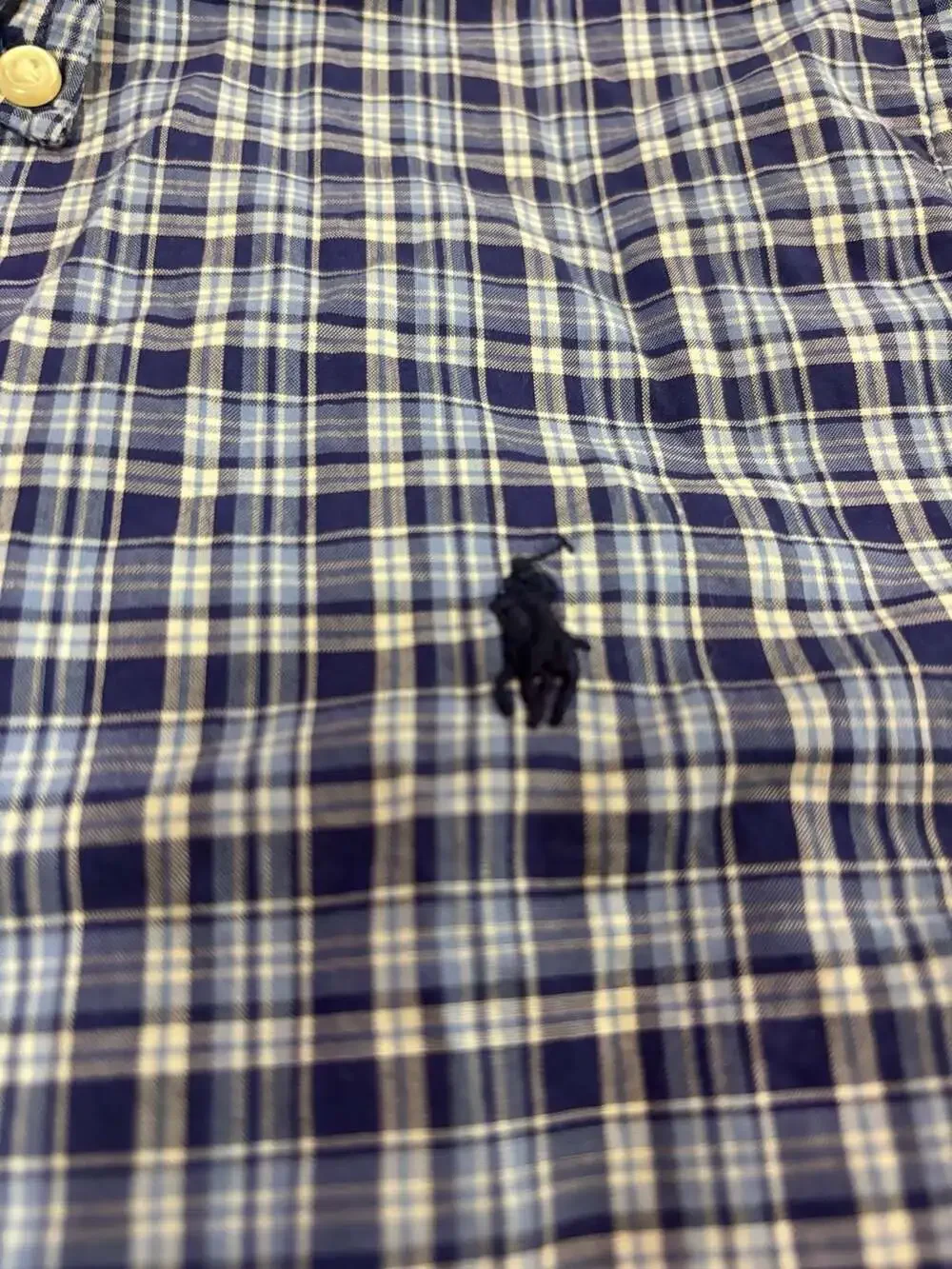Ralph Lauren Button Down Plaid Shirt Size 7 Blue Cotton